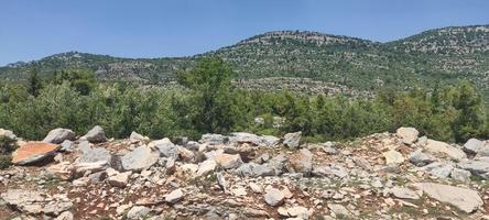 Landscape view with rocks and mountains photo