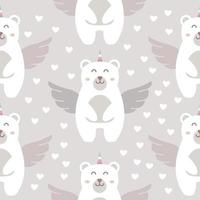 Seamless pattern with cute bear illustration vector