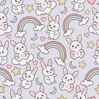 Seamless pattern with cute rabbit illustration vector