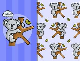 Seamless pattern with koala cute illustration vector