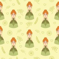 Seamless pattern with cute princess illustration vector