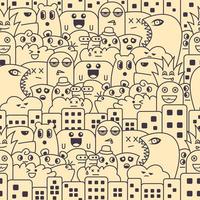 Seamless pattern with cute monster doodle illustration vector