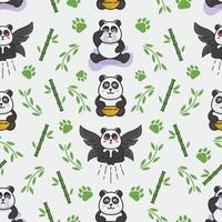 Seamless pattern with cute panda illustration vector