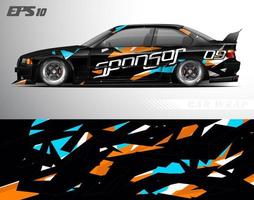 abstract car wrap design modern racing background design for vehicle wrap, racing car, rally, etc vector