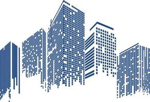 Cityscape on white background, Building perspective, Modern building in the city skyline, city silhouette, city skyscrapers, Business center vector