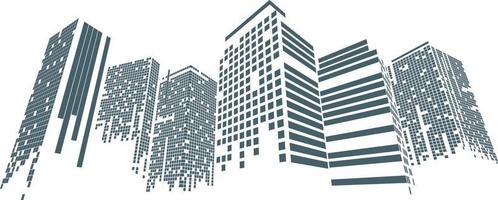 Cityscape on white background, Building perspective, Modern building in the city skyline, city silhouette, city skyscrapers, Business center vector