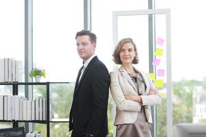 Portrait for Successful and smart businessman and businesswoman meeting for partnership in modern office photo