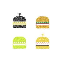 conjunto de iconos de logotipo de paquete ramen burger s vector