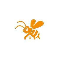 logo icono abeja casa real estate vector