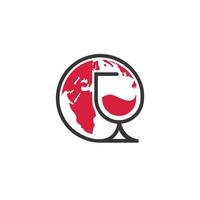 Globe Glass Wine logo Icon Vector Stock