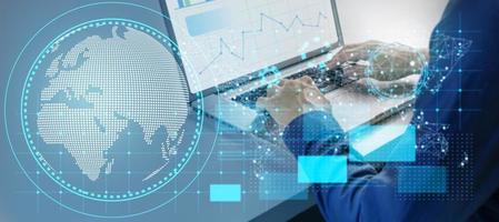 Business network communication and technology concept.global network connection photo