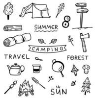 conjunto de verano doodle iconos aislados de verano, playa. vector