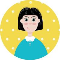 Young woman portrait. Flat vector illustration.