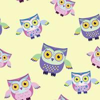 Bright multi-colored pattern with owls. Vector illustration