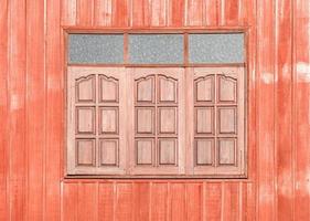 Red Wooden window photo