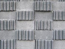 A closeup of the brick block is stacking in the warehouse. photo