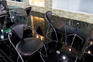 Modern metal chair and table set. photo