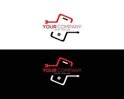 Mobile phone repair service logo design illustration concept. vector