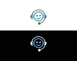 Chat bot logo design, Headphones with microphone Symbol Vector Template