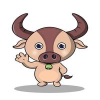 a cute buffalo is waving vector