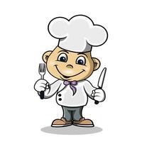 a chef holding a knife and fork vector