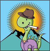 cute dino is relaxing smoking vector