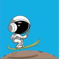 skiing on the space planet vector