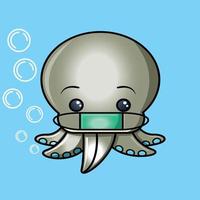 a cute octopus is wearing a mask vector