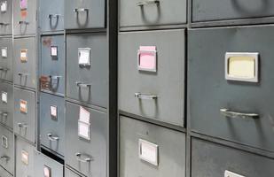 Old metal cabinet with the handle. photo