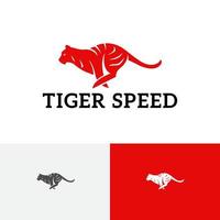 corre tigre silueta rápido rápido velocidad animal logo vector