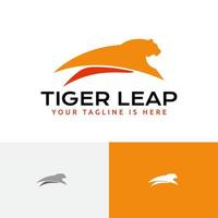 Tiger Leap Jump Agile Animal Simple Silhouette Logo vector