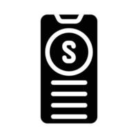 teléfono con botón sos glifo icono vector ilustración
