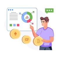 Flat crypto analysis illustration vector