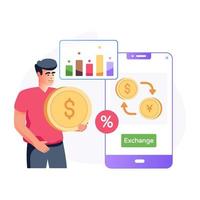 An exchange rate vector, character illustration vector