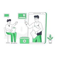 A handy flat illustration of online doctor vector