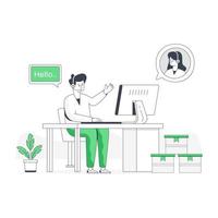 Online representative, flat illustration of customer support vector