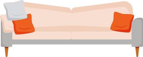 Comfortable sofa with cushions semi flat color vector object