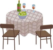 Dinner table semi flat color vector object