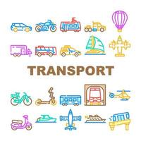 Transport Vehicle And Flying Icons Set Vector