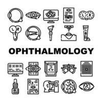 oftalmología enfermedad ocular tratar iconos establecer vector