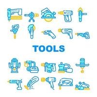 Tools For Building Collection Icons Set Vector