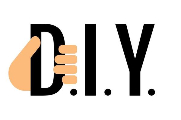 DIY concept. Human hand holding D letter, I and Y letters isolated on white. Do it yourself sign. Vector illustration