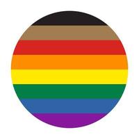 Circle Rainbow icon new Pride Flag with blanck and brown stripes. Symbol of LGBT community. Vector illustration. Flat vector button for apps and websites