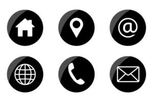 Contact us Web icon set for web and mobile. Black round Communication set vector