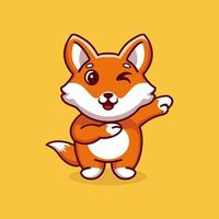 ilustración de icono de vector de dibujos animados lindo fox dabbing