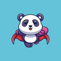 lindo superhéroe panda volando dibujos animados premium vector