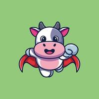 Cute super hero cow flying cartoon premium vector