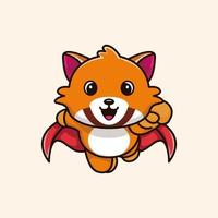 Cute super hero raccoon flying cartoon premium vector