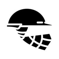 helmet cricket player head protect accessory glyph icon vector illustration