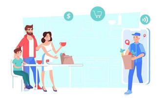 Purchased grocery food online delivery service vector